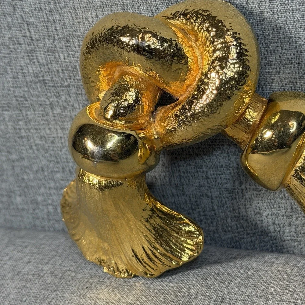 Rare Vintage 1988 Christopher Ross Signed Massive Bow Tassel Gold Belt Buckle